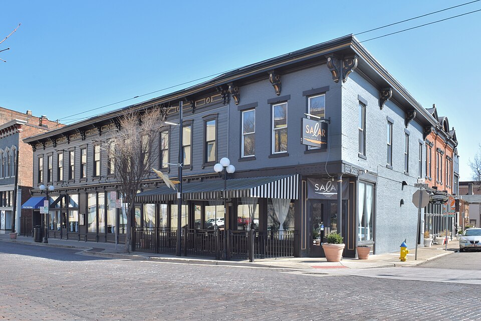 Victorian-style brick buildings in the Oregon District Dayton showcasing 19th century architecture
